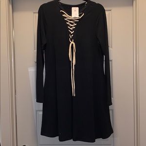 Black jersey dress with pockets 1x
